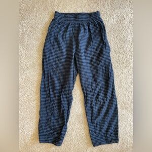 Beaton Linen Plaid Blue and Black Pants